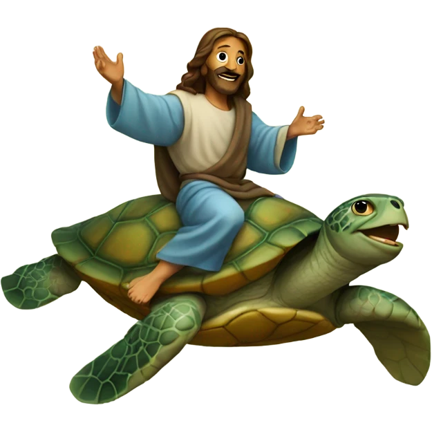 Jesus riding a turtle emoji