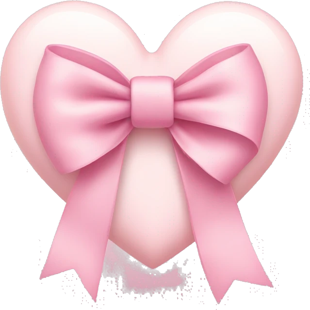Pale pink heart with pastel pink ribbon bow emoji