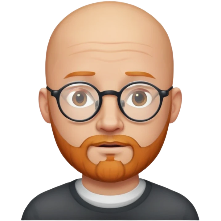 bald man with round head, glasses, short ginger beard emoji
