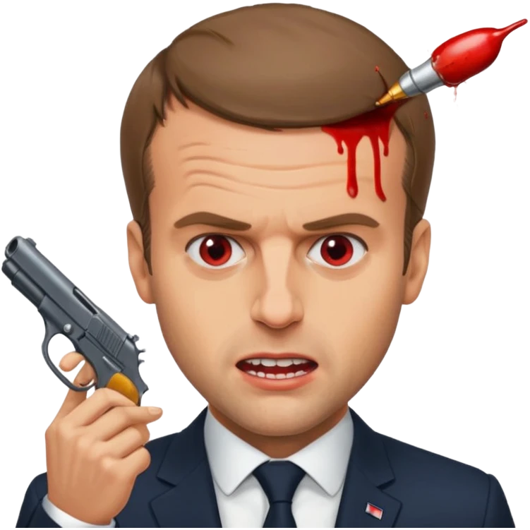 Emmanuel macron se prennant une balle dans la tête  emoji