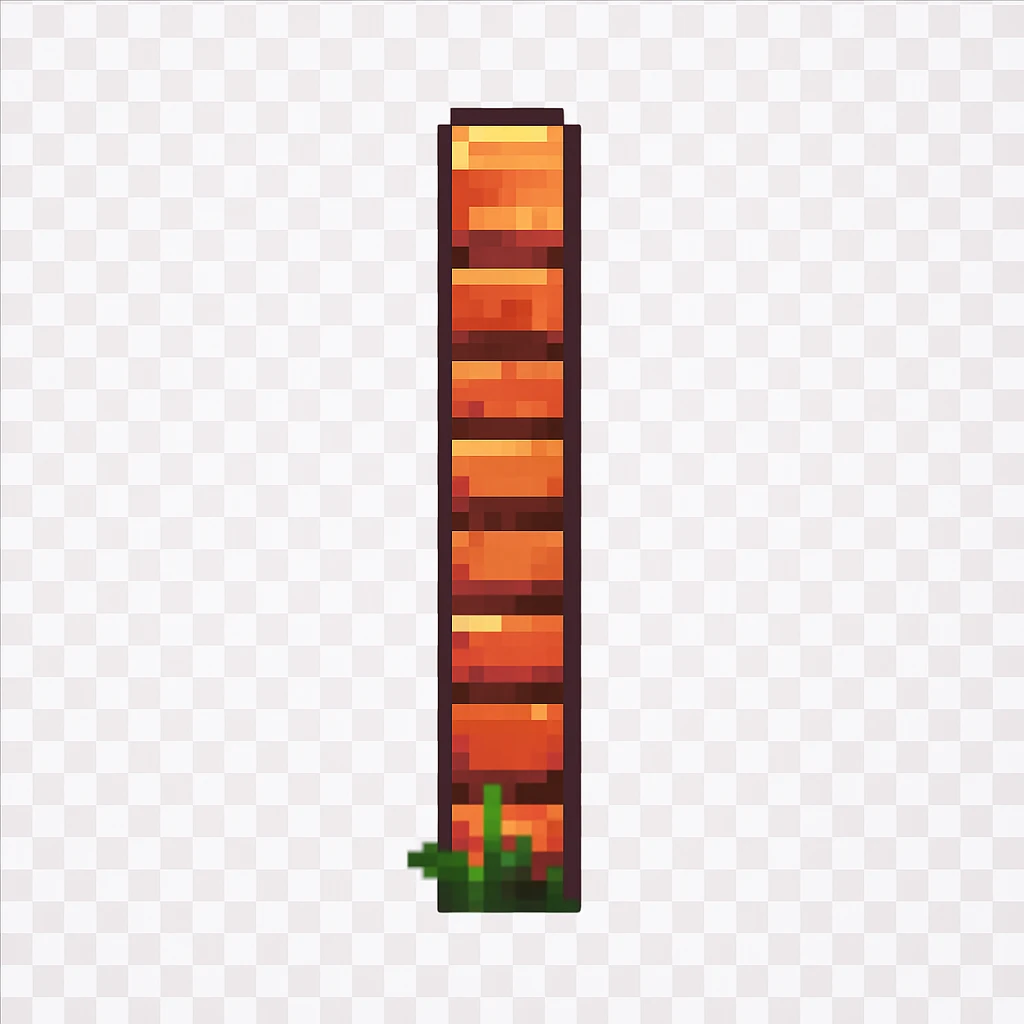 Make the brick wall appear very narrow, as if viewed directly from the side in profile. Keep the pixel art style. emoji