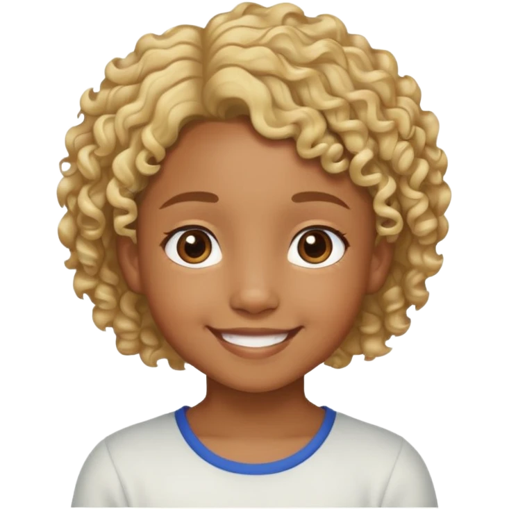 "- Nam
- 10 tuổi
- Da nâu
- Tóc ngắn, xoăn, vàng
- Cười tươi
" emoji