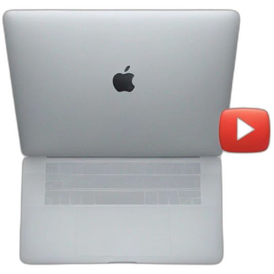 Macbook with a youtube video emoji