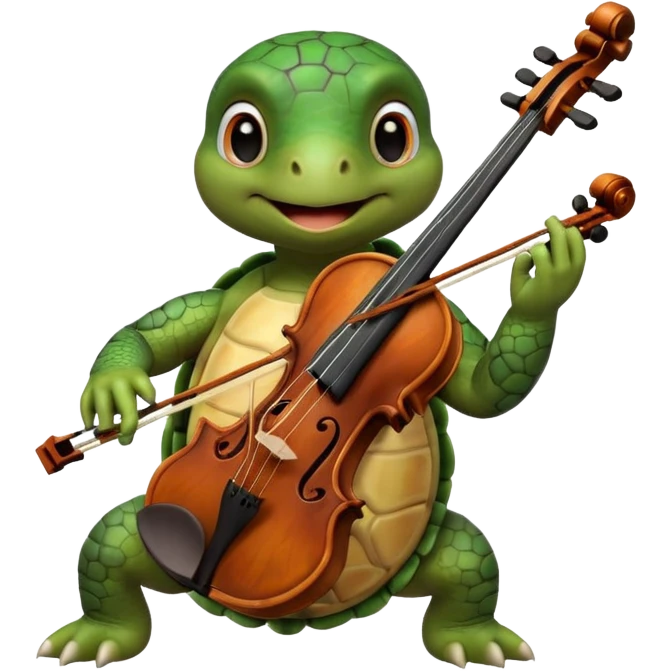 TUrtle playing violin on his shoulders emoji