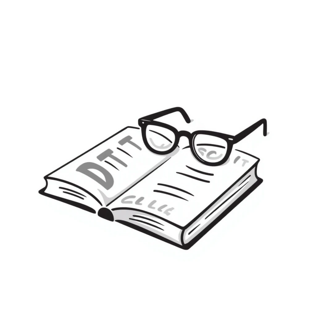 Hand-drawn book with glasses resting on top emoji