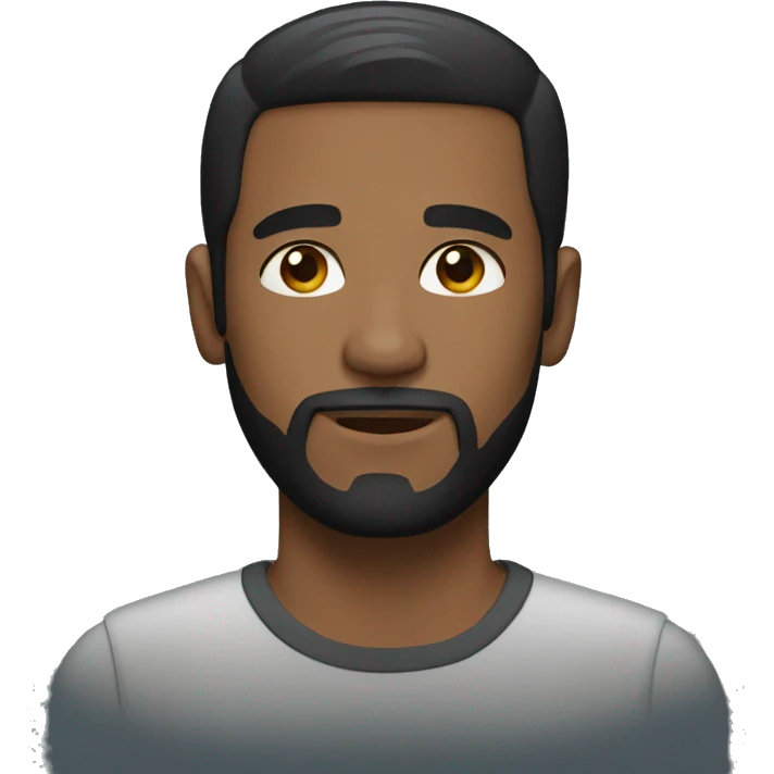 man, short black straight hair, only beard emoji