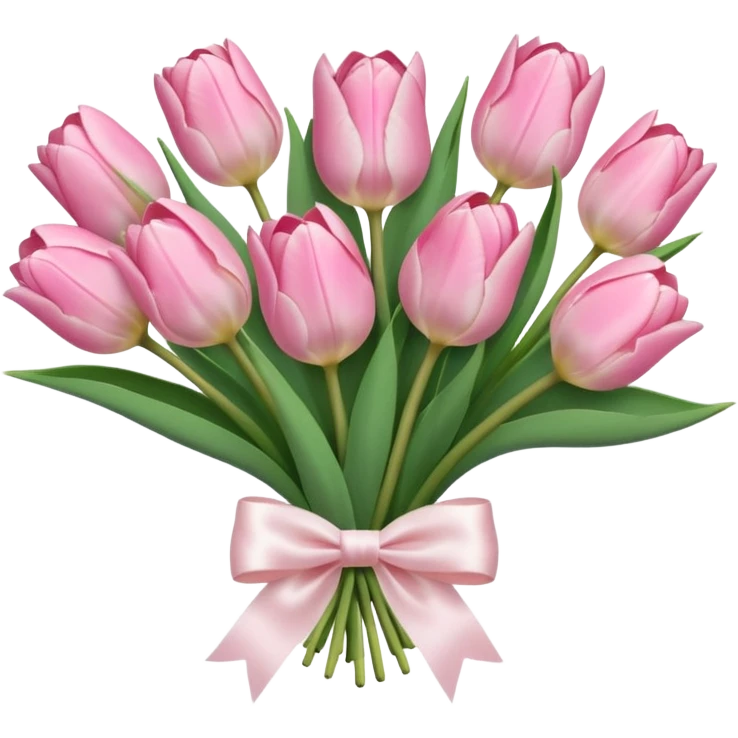 Pastel pink tulip bouquet with bow emoji