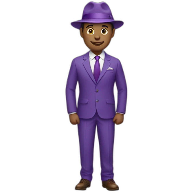 Man in a purple suit with purple hat emoji