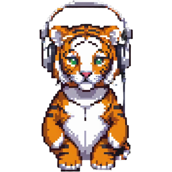 minimalist tiger wearing headphones emoji