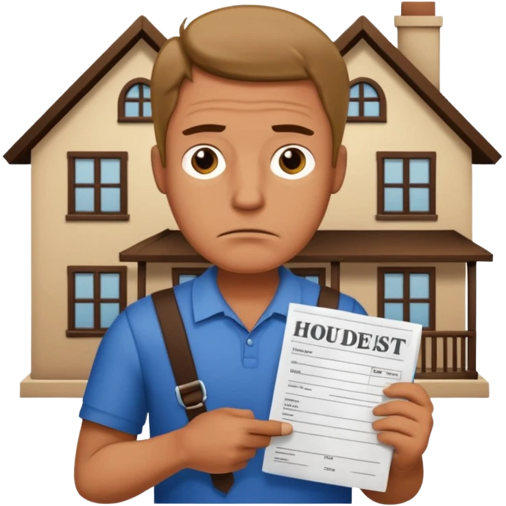 hombre con un domumento de una deuda de una casa emoji