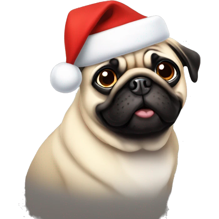 Pug wearing Santa hat emoji