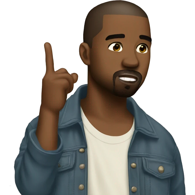 Kanye west with one finger on his mouth emoji