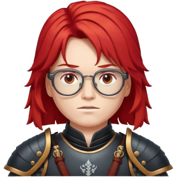 red long hair samurai with glasses emoji