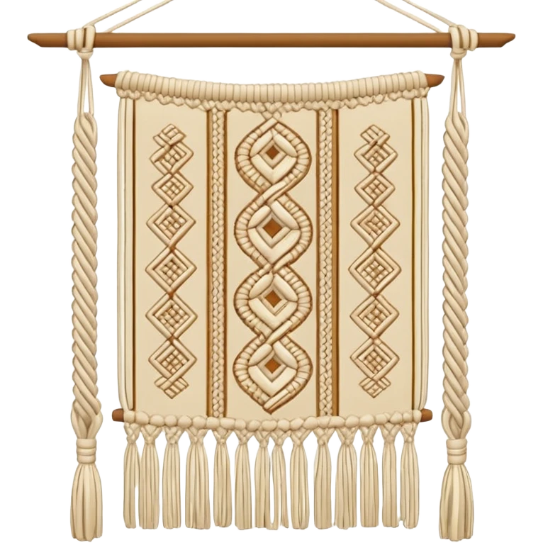 wall hanging with knotted threads emoji