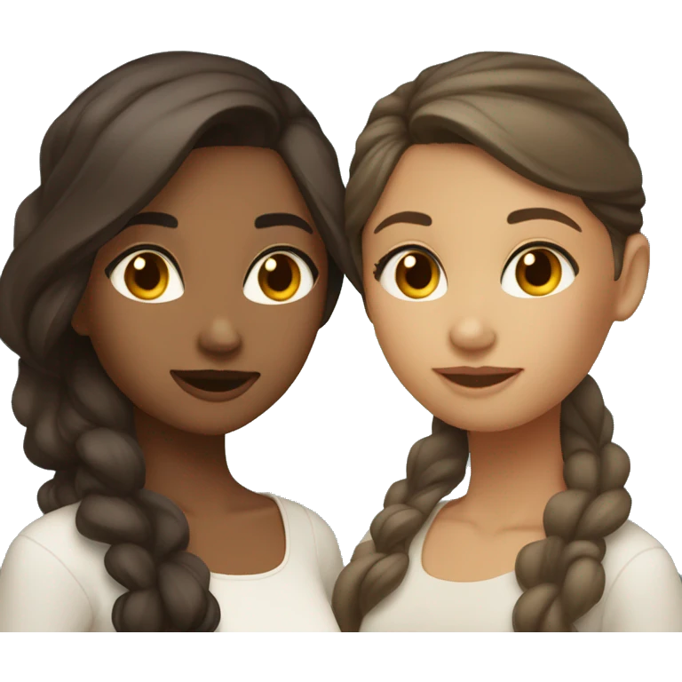 2 girls kissing, one girl is olive skin tone dark brown hair second girl has light brown hair white Person skin tone emoji