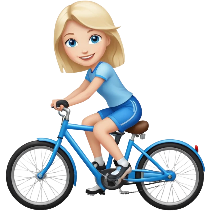 smiling girl with blue eyes riding a bike emoji