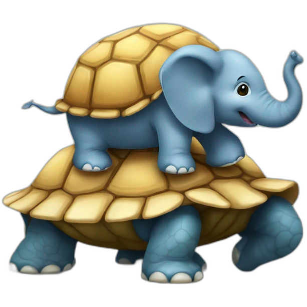 Un éléphant sur une tortue emoji
