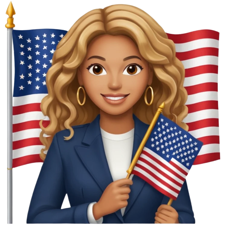 Beyonce with holding  american flag emoji