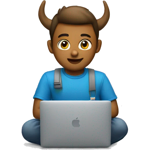 A young buck coding on a MacBook. emoji