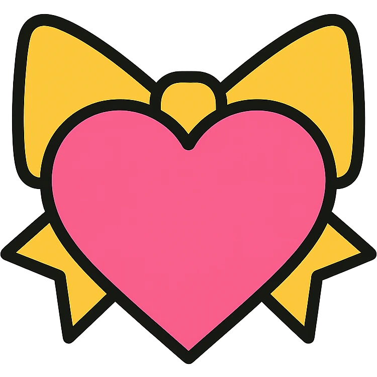 pink heart with a bow behind it, clean modern style emoji