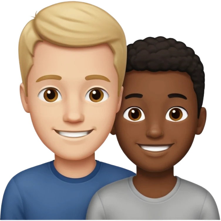 Tall white guy with black kid emoji