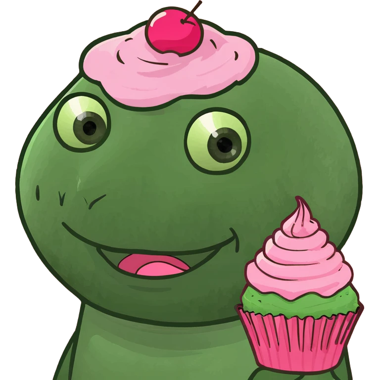 kawaii girl with pink cupcake emoji