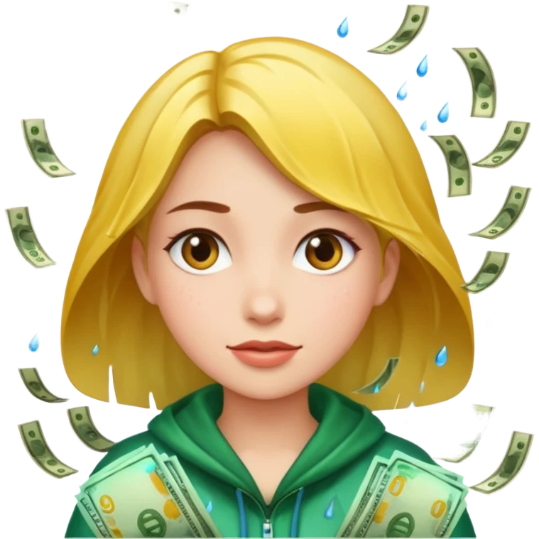 Girl in money rain emoji