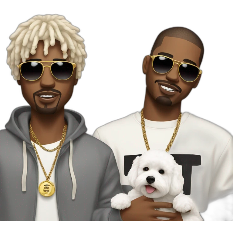 rappers men with bichon emoji