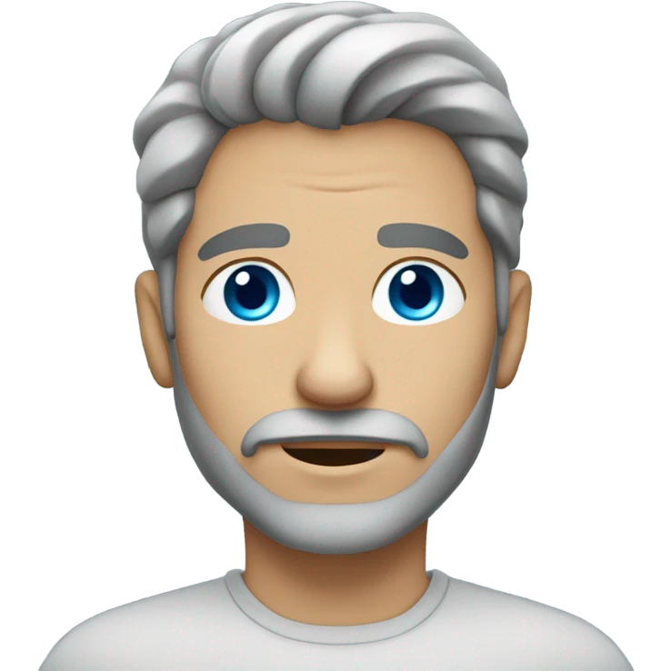 Longer hair Gray man blue eyes goatee emoji