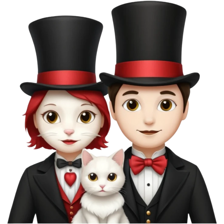 magician couple and their pet cat emoji