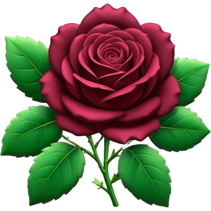 Rosa negra con hojas verdes emoji