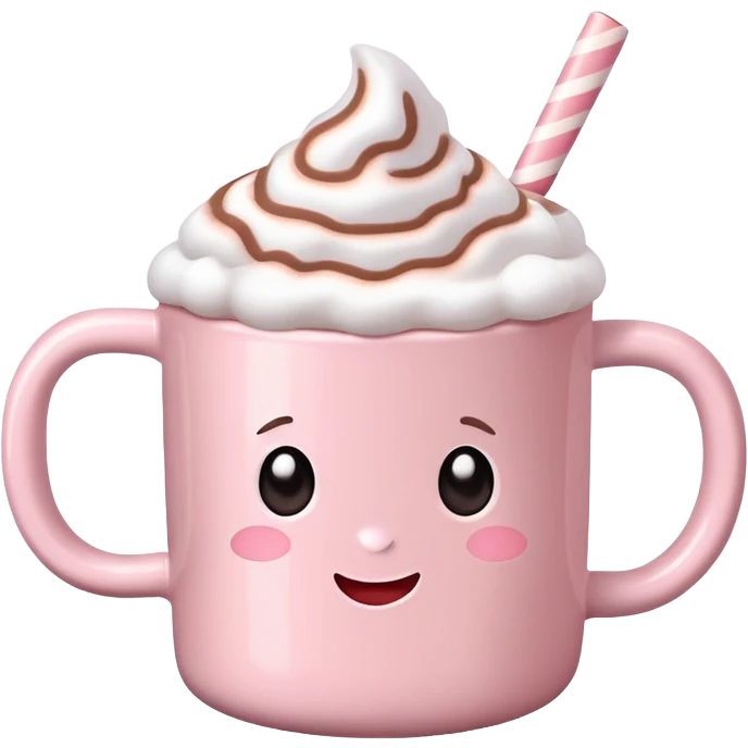 Light Pink mug of hot chocolate with marshmallows  emoji