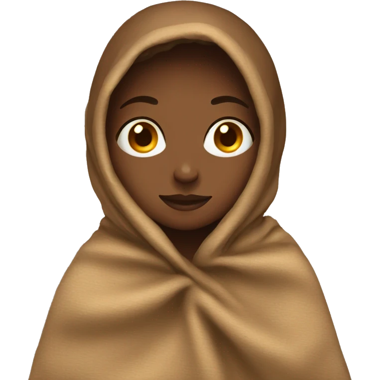 A girl covered with a brown blanket emoji