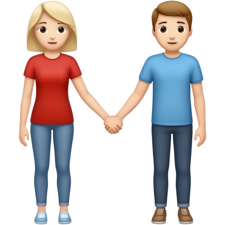 a young couple holding hands from behind, focus on their hands and backs emoji