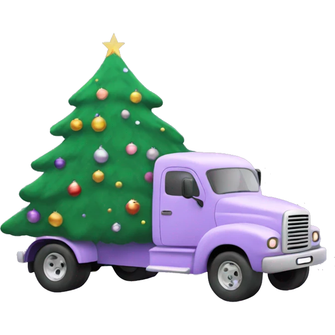 Pastel purple truck with Christmas tree emoji