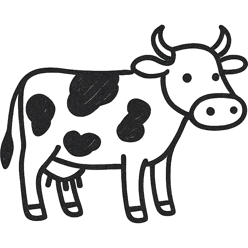milk cow, hand drawn outlined icon style, sketchy and casual emoji