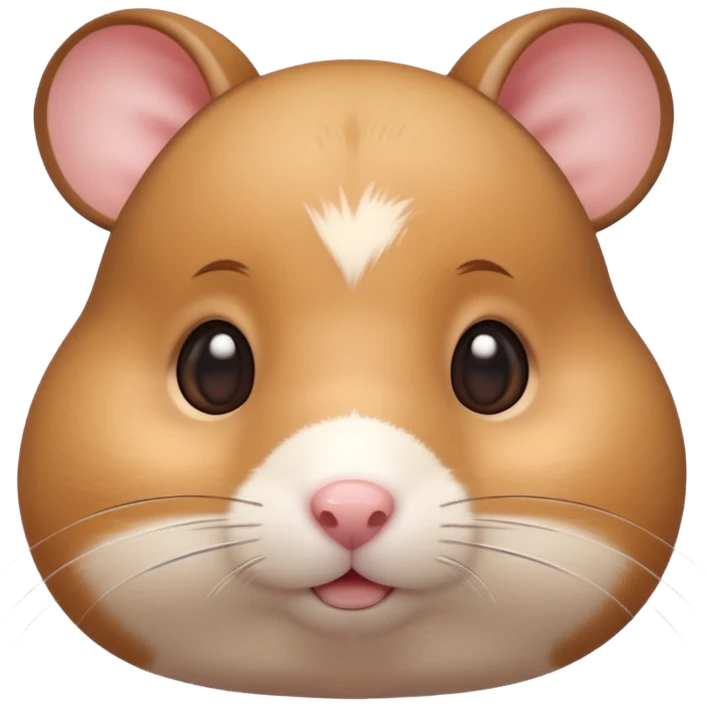 A 3D cartoon hamster face close-up with tiny visible whiskers, round cheeks, smooth glossy eyes, soft background blur, Memoji-style rendering. emoji