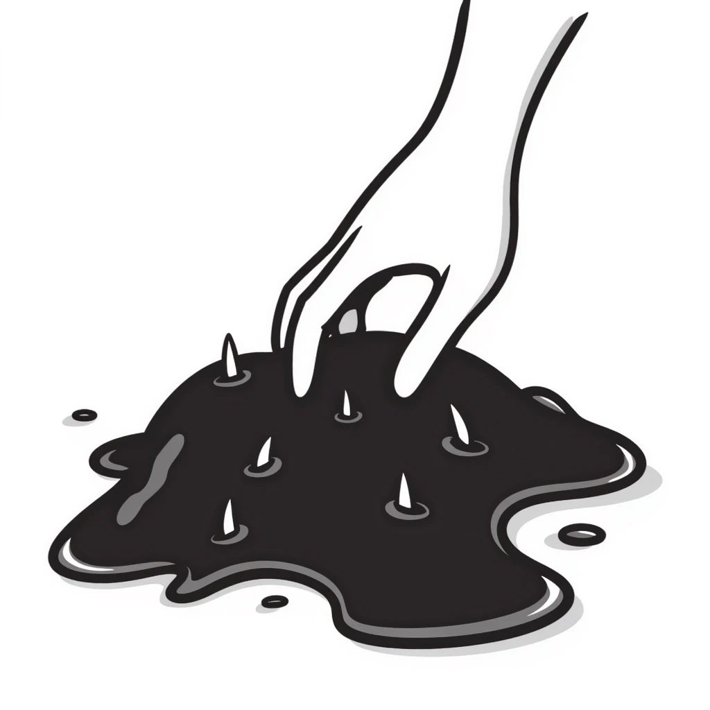 Make the wet soil look even wetter with more water and shine, keeping the hand drawn doodle style and background. emoji