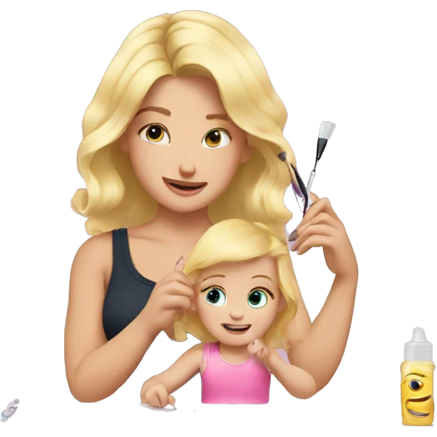 blonde babydaughter gives blonde dad a manicure emoji