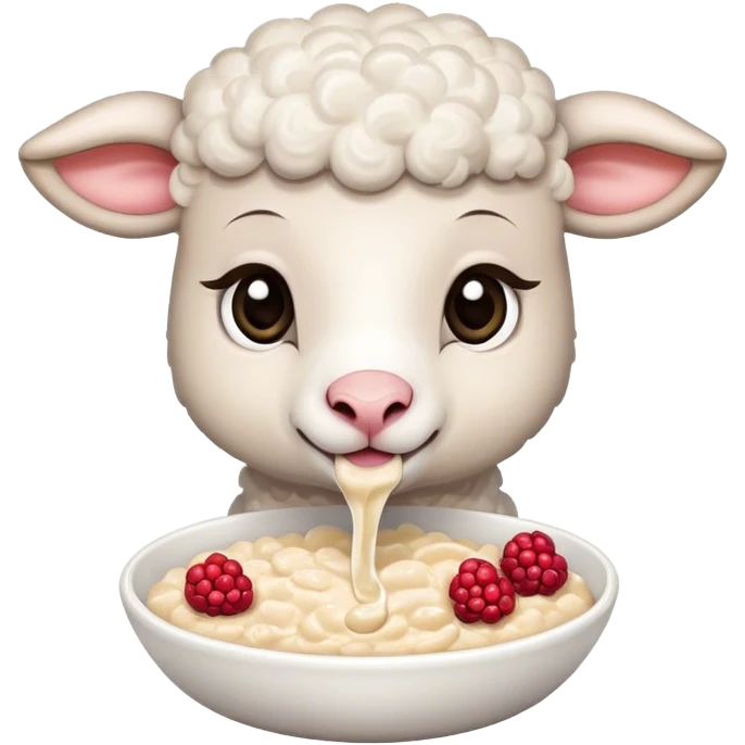 Lamb eating oatmeal with berries  emoji