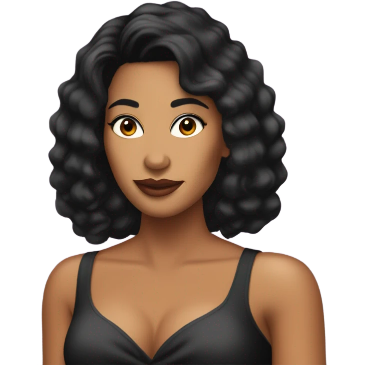 Tanned woman with black hair dressed in 1990s r&b hair, makeup, and attire  emoji