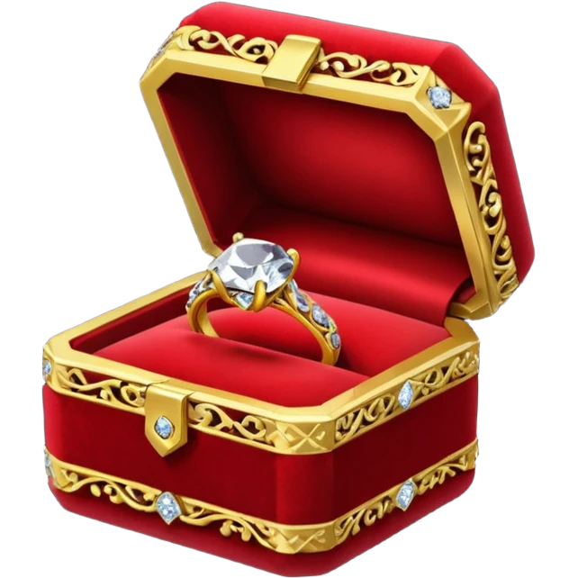 diamond ring in a red box with a black backing emoji