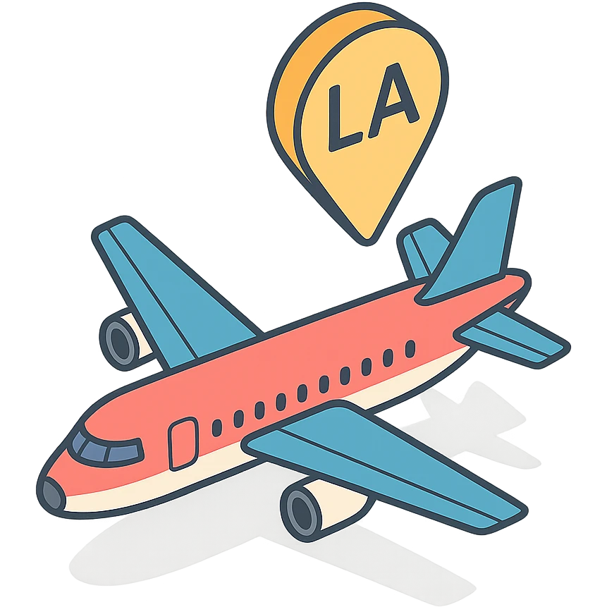 plane flying to L.A. emoji
