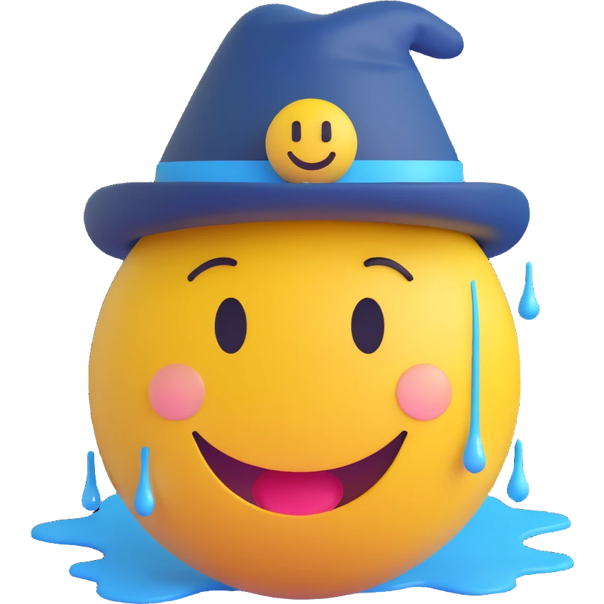 laughing yellow smiley face with tears in a hat emoji