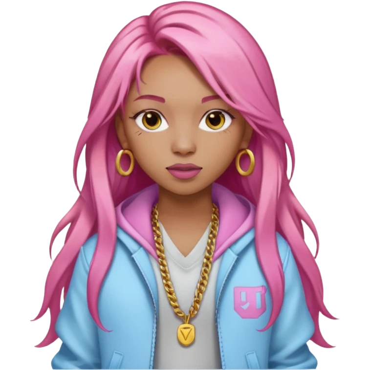 Ice Spice, Rapper (b.2000) with long ginger hair, pink hair emoji