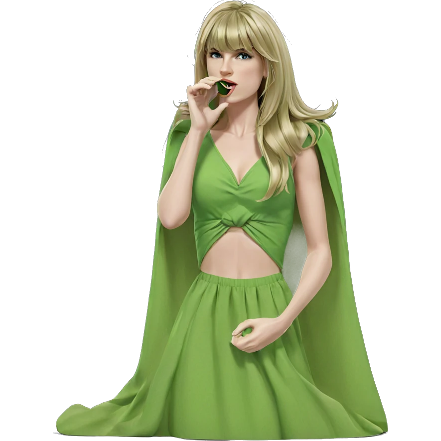 blonde girl in green dress emoji