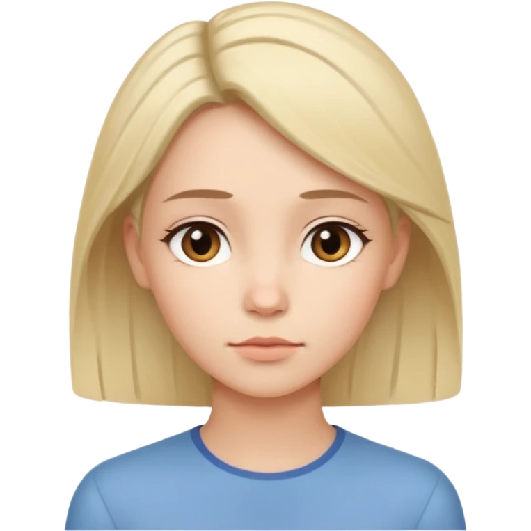female human avatar, thoughtful expression, calm mood, sensitive personality,
neutral face, minimal style, simple hair, no accessories,
professional, clean, soft tone emoji