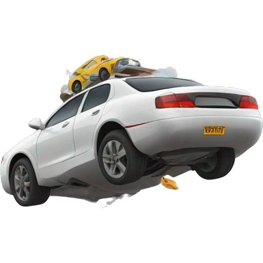 flying car punches  a tower emoji