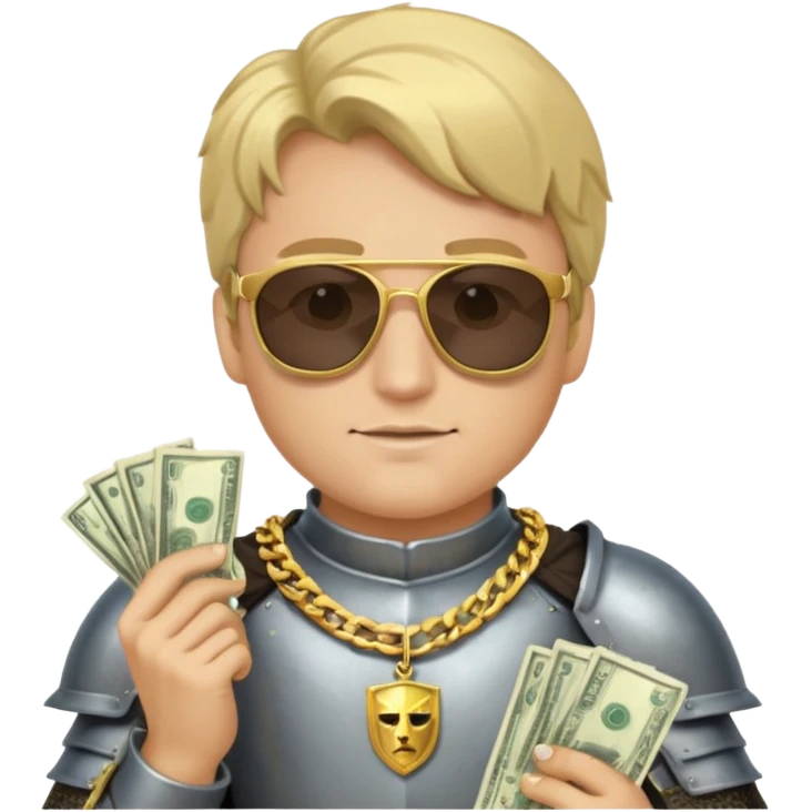 Knight with gold chain dark glasses money emoji