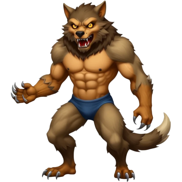 Werewolf mixed with a monster  full body emoji